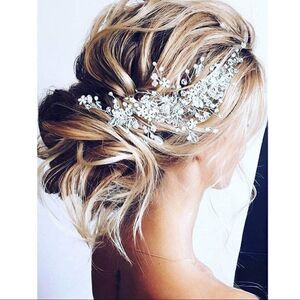Flower Wedding Hair Vine Crystal Bridal Rhinestone Accessories Leaf Headpiece